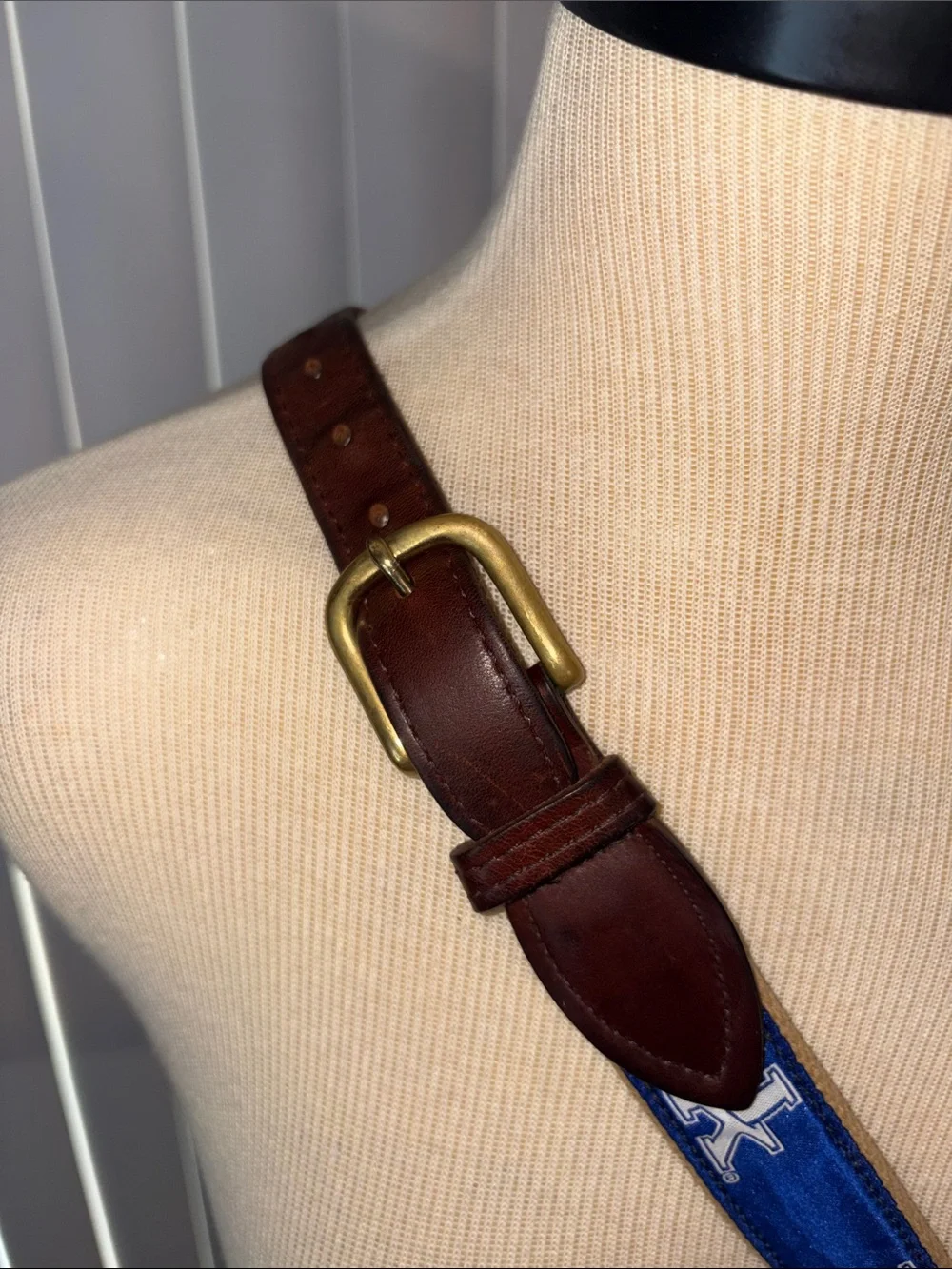 University of Kentucky Wildcats Ribbon Belt Leather Brass The Jardine Collection